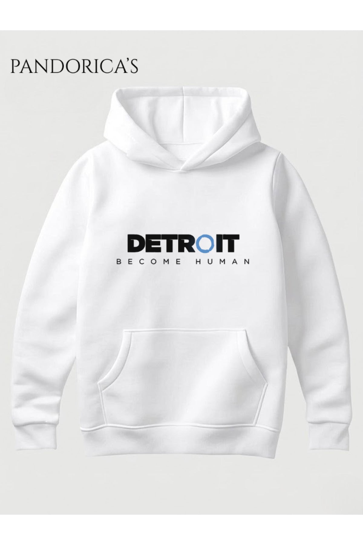 Beyaz Detroit: Become Human Tasarımı Yazılı Baskılı Unisex Kapüşonlu Pamuklu Sweatshirt Hoodie - 33