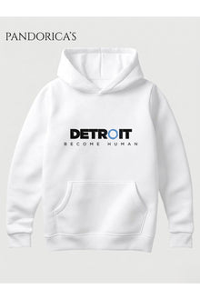 DETROIT: BECOME HUMAN Tasarımı Yazılı Baskılı Unisex Kapüşonlu Pamuklu Sweatshirt Hoodie