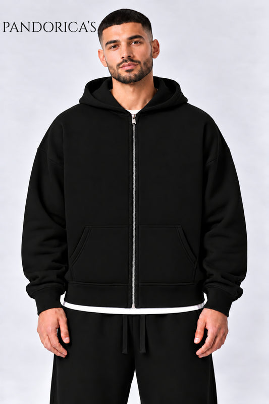 Urban Streetwear Konseptli Unisex Oversize Yazılı SIRT Baskılı Pamuklu Kapüşonlu Fermuarlı Hırka