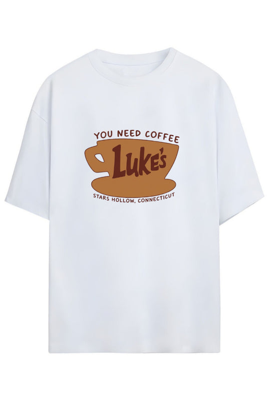 Gilmore Girls Tasarım Serisi "LUKE'S" Yazılı Baskılı Pamuklu Unisex Tişört