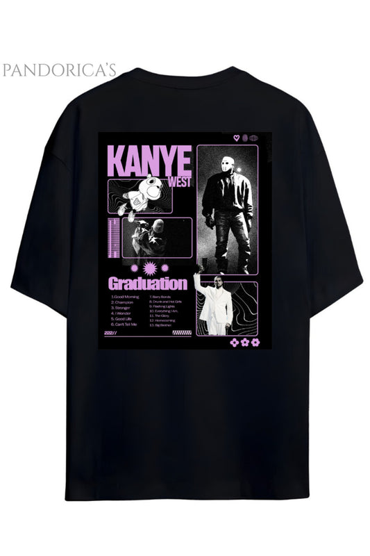 Pandorica's Kanye West Tasarımı Sırt Baskılı Unisex Pamuklu T-shirt