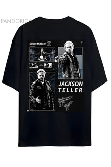 Sons Of Anarchy Jackson Teller Sırt Baskılı Pamuklu Relaxed Kalıp Siyah Unisex Tişört
