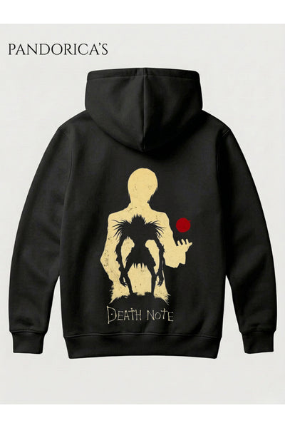 DEATH NOTE ANİME TASARIMI RYUK VE KİRA YAZILI SIRT BASKILI UNISEX KAPÜŞONLU PAMUKLU SWEATSHIRT HOODIE