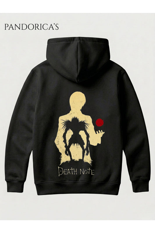 DEATH NOTE ANİME TASARIMI RYUK VE KİRA YAZILI SIRT BASKILI UNISEX KAPÜŞONLU PAMUKLU SWEATSHIRT HOODIE