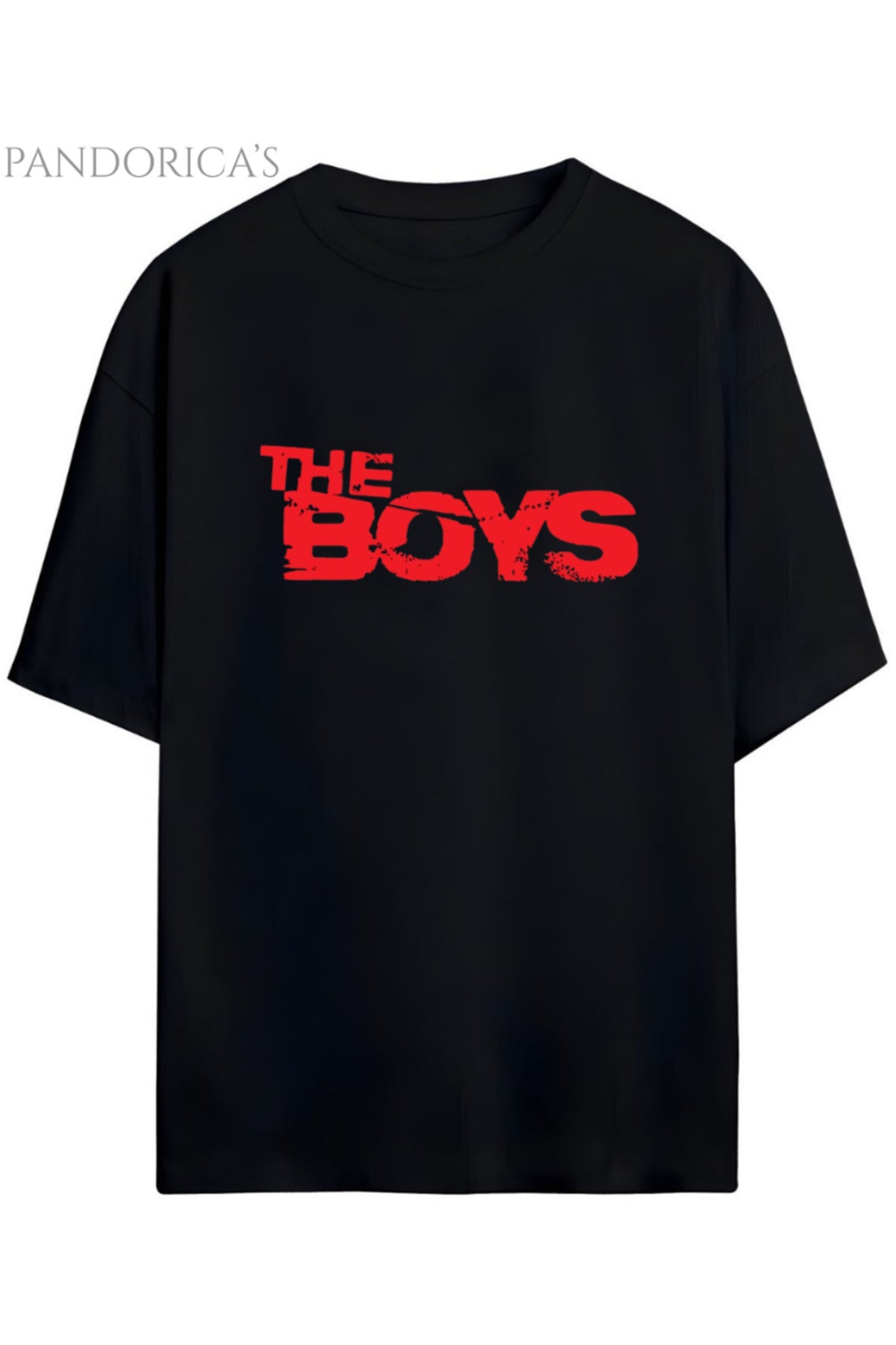 Siyah Pandorica's The Boys Baskılı Unisex Relaxed Kalıp Pamuklu Tişört - 58