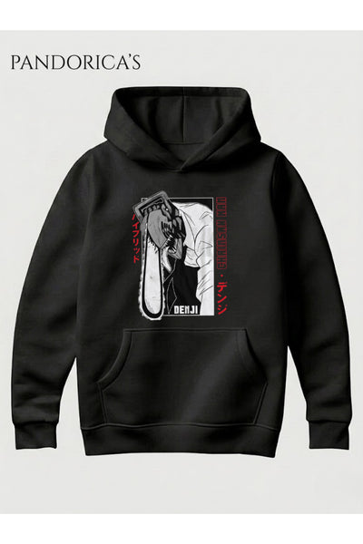 CHAINSAW MAN Anime Manga Tasarım Serisi Yazılı Baskılı Unisex Kapüşonlu Pamuklu Sweatshirt Hoodie