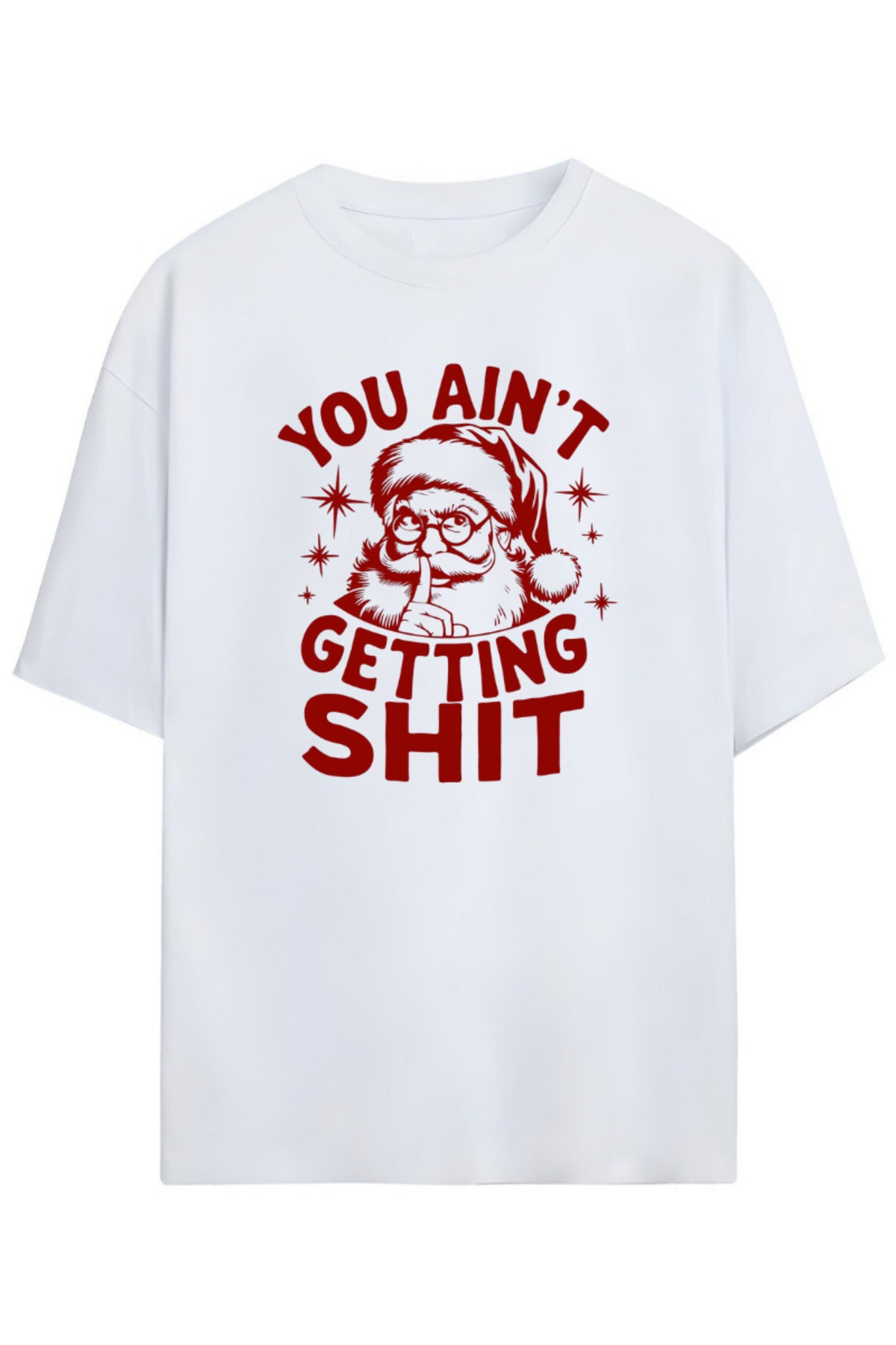 Beyaz İronik Yazılı Noel Yılbaşı Tasarımı Unisex Pamuklu T-Shirt - 41