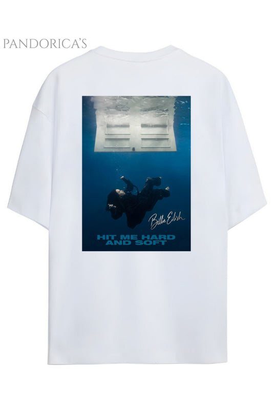 Pandorica's Billie Eilish Hit Me Hard And Soft Album Tasarımı Sırt Baskılı Unisex Pamuklu T-shirt