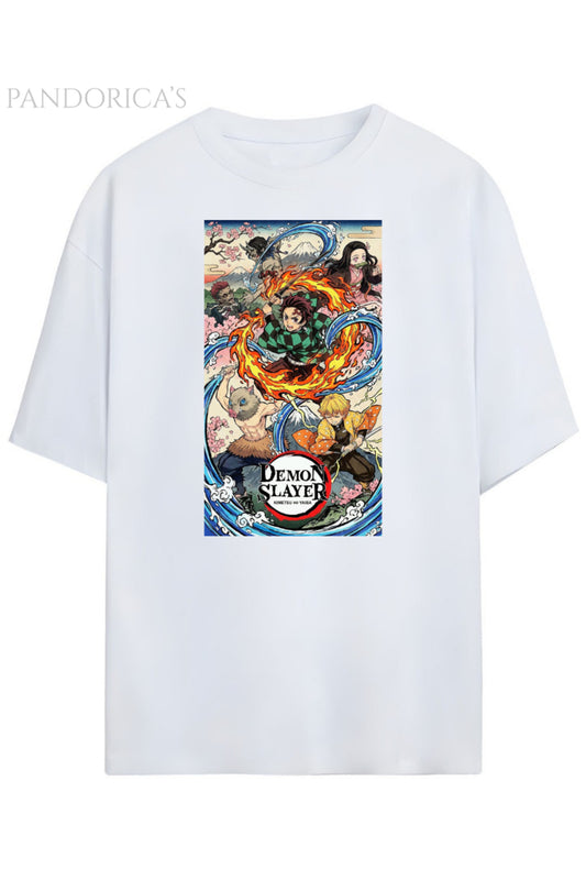 Pandorica's Demon Slayer Tasarimi Unisex Pamuklu T-shirt