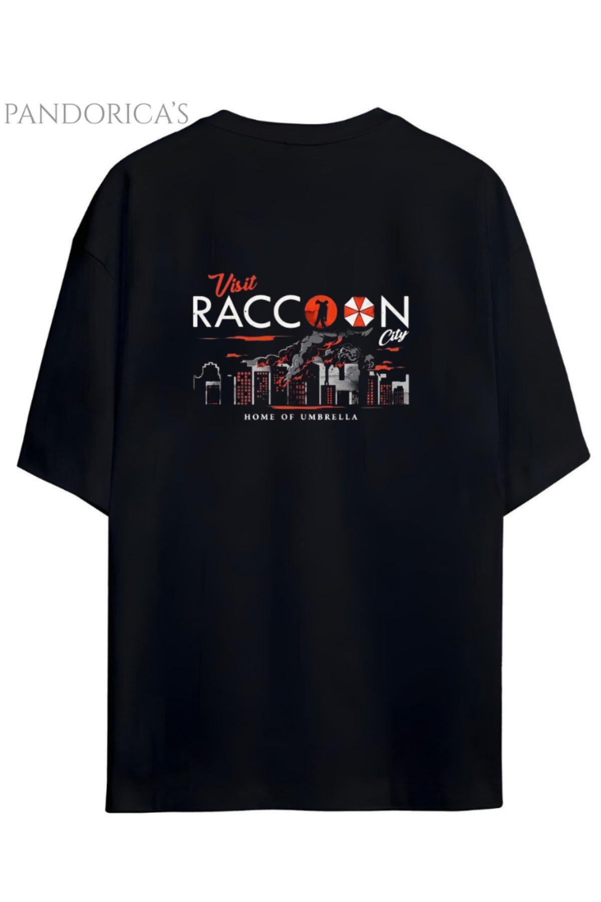 Pandorica's Resident Evil Tasarımı Sırt Ve Ön Baskılı Unisex Pamuklu T-Shirt