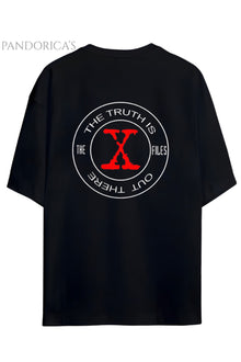 Pandorica's THE X-FILES Tasarımı Sırt Baskılı Yazılı Unisex Pamuklu T-shirt