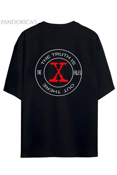 Pandorica's THE X-FILES Tasarımı Sırt Baskılı Yazılı Unisex Pamuklu T-shirt
