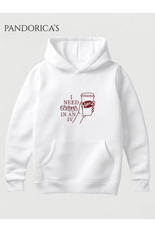GILMORE GIRLS "I NEED COFFEE IN AN IV" Lorelai Gilmore Kahve Tasarımı Yazılı Baskılı Unisex Kapüşonlu Pamuklu Sweatshirt Hoodie