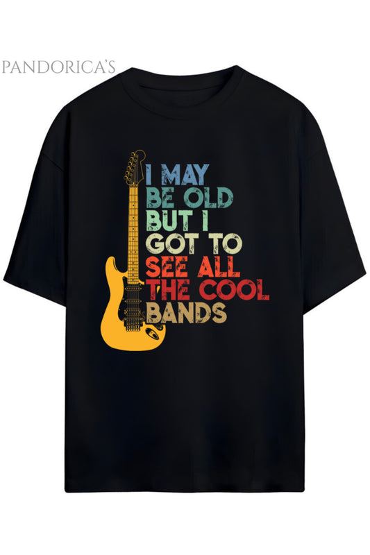 Pandorica's ROCK TASARIM SERİSİ Yazılı Gitar Baskılı Unisex Pamuklu Relaxed Kalıp T-shirt