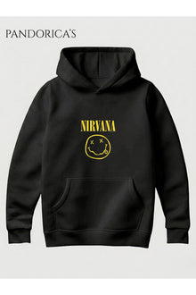 NIRVANA Tasarımı Yazılı Baskılı Unisex Kapüşonlu Pamuklu Sweatshirt Kanguru Cep Hoodie