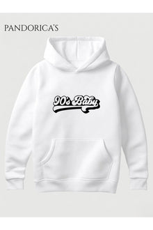 90lar "90'S BABY" Yazılı Baskılı Retro Tasarımı Yazılı Baskılı Unisex Kapüşonlu Pamuklu Sweatshirt Hoodie