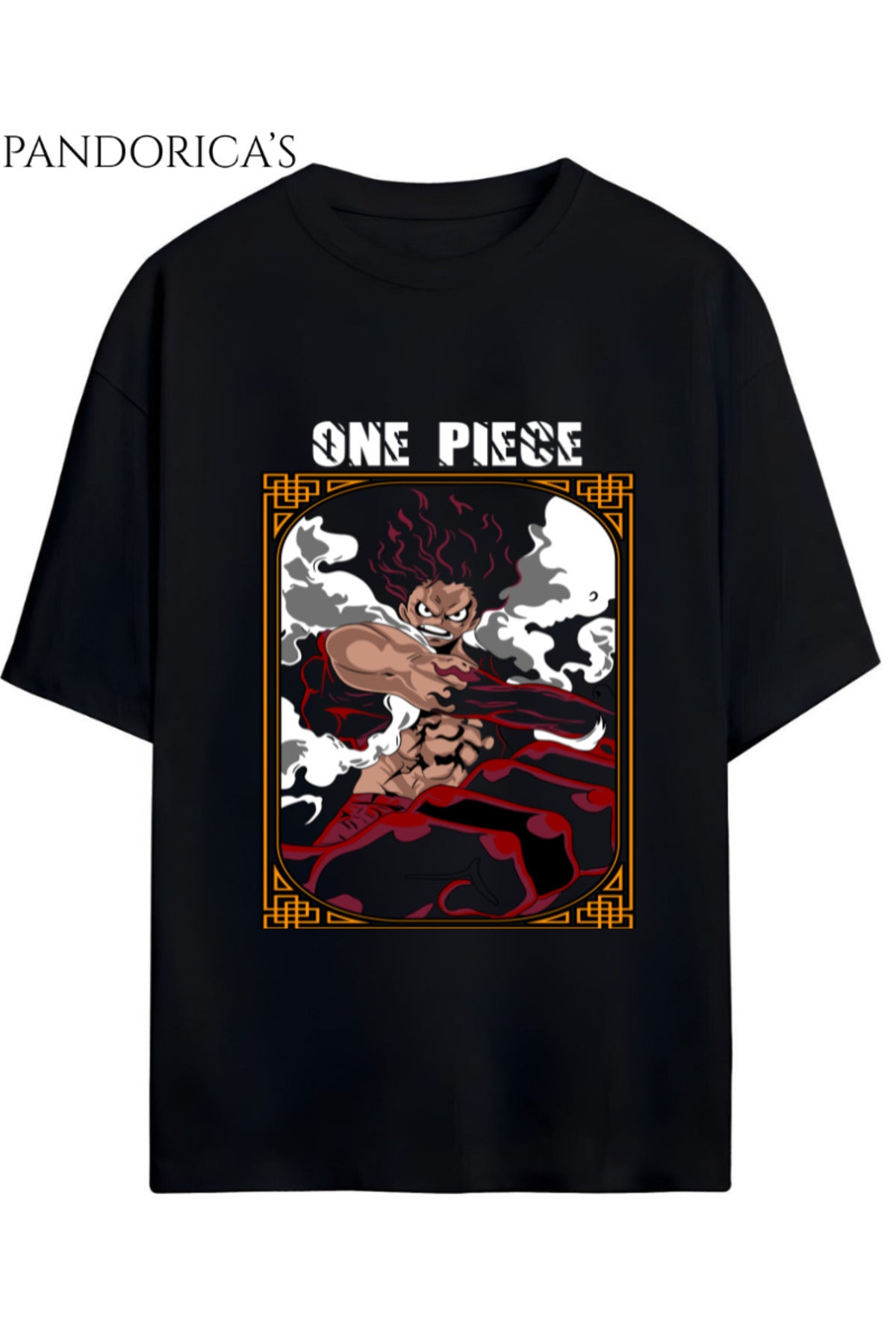 One Piece Tasarım Serisi "Monkey D. Luffy" Baskılı(Ön) Yazılı Unisex Pamuklu T-Shirt