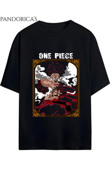ONE PIECE TASARIM SERİSİ "MONKEY D. LUFFY" BASKILI(ÖN) YAZILI UNISEX PAMUKLU T-SHIRT