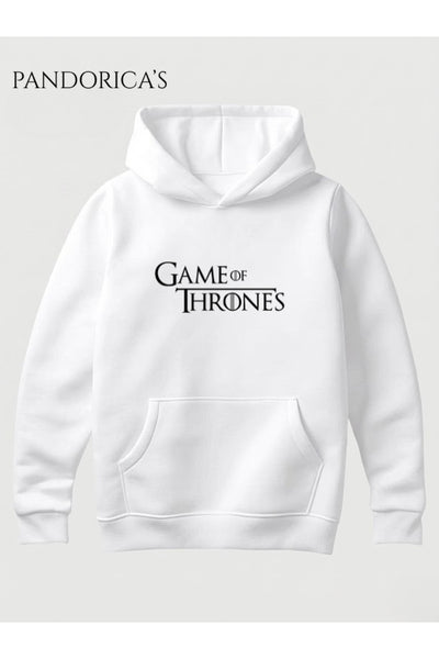 Game Of Thrones Tasarımı Yazılı Baskılı Unisex Kapüşonlu Pamuklu Sweatshirt (Hoodie)