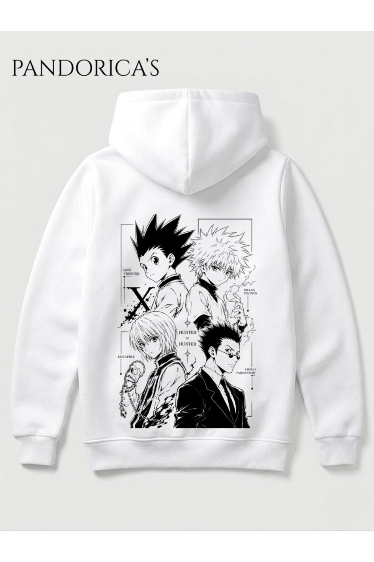 Hunter X Hunter Anime Tasarımı Yazılı Sırt Baskılı Kapüşonlu Pamuklu Sweatshirt Hoodie