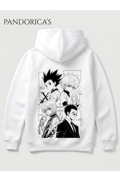 HUNTER X HUNTER Anime Tasarımı Yazılı Sırt Baskılı Kapüşonlu Pamuklu Sweatshirt Hoodie