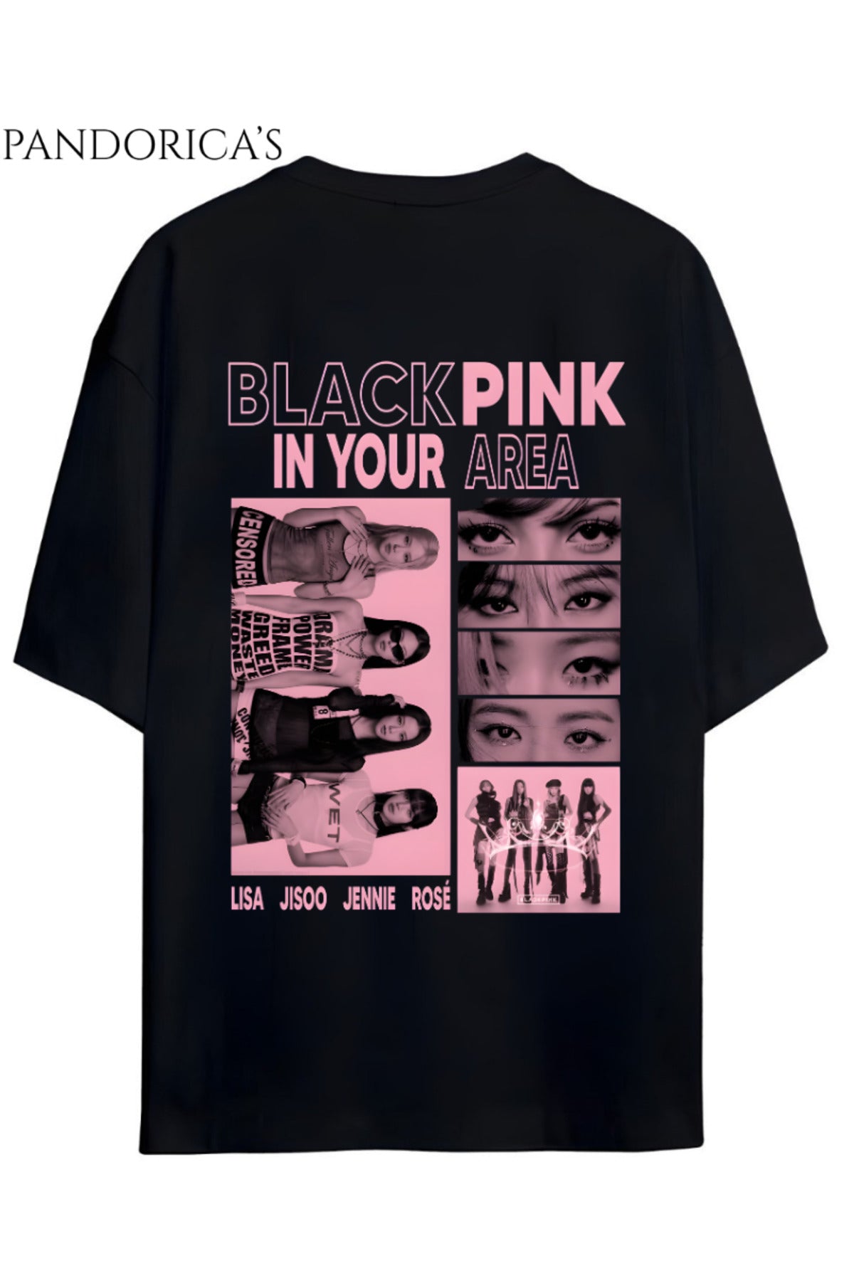 BLACKPINK Tasarım Serisi "BLACKPINK In Your Area" Yazılı Sırt Baskılı Unisex Relaxed Kalıp Tişört