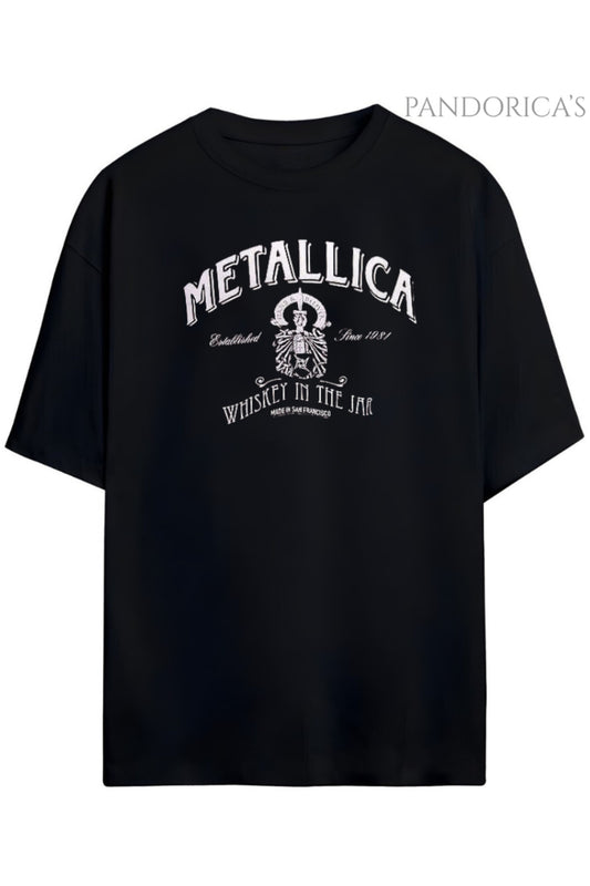 Pandorica's Metallica Tasarımı Baskılı Unisex Oversize Pamuklu T-shirt