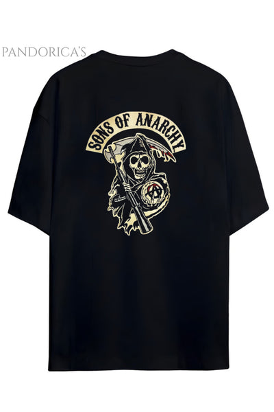 Sons Of Anarchy Jackson Teller Sırt Baskılı Pamuklu Relaxed Kalıp Siyah Unisex Tişört