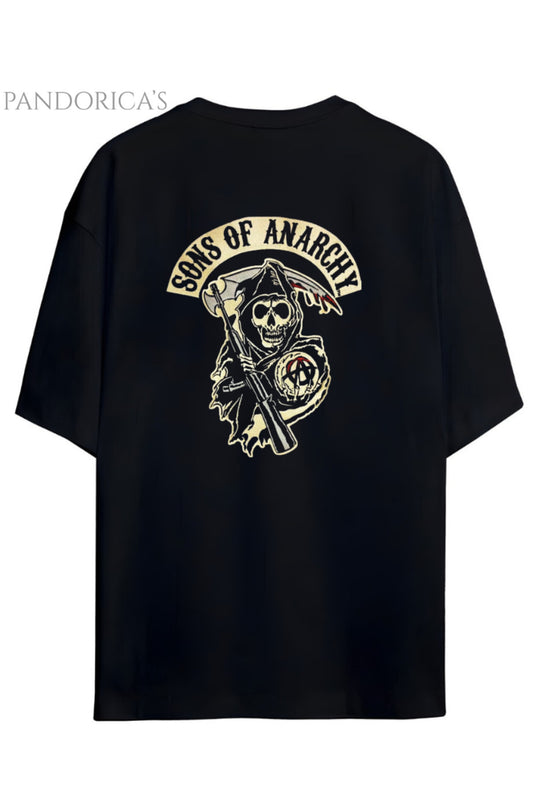 Sons Of Anarchy Jackson Teller Sırt Baskılı Pamuklu Relaxed Kalıp Siyah Unisex Tişört