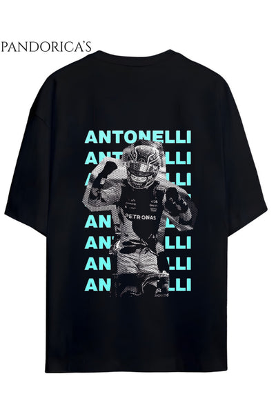 Pandorica's Kimi Antonelli Tasarımı Sırt ve Göğüste Baskılı Unisex Pamuklu T-shirt