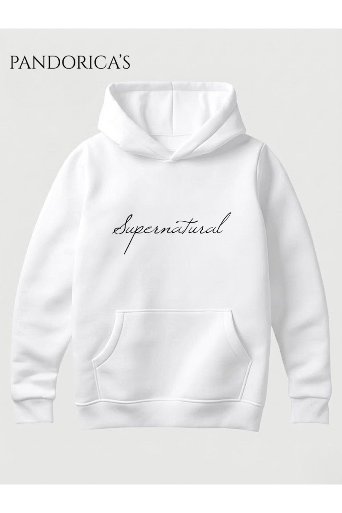 Supernatural Özel Tasarım Serisi "Saving People Hunting Things" Yazılı Sırt Ve Göğüs Baskılı Unisex Kapüşonlu Pamuklu Sweatshirt Hoodie