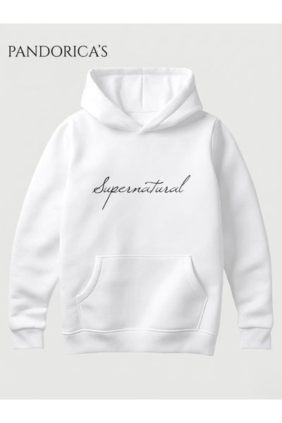 SUPERNATURAL Özel Tasarım Serisi "Saving People Hunting Things" Yazılı SIRT ve GÖĞÜS Baskılı Unisex Kapüşonlu Pamuklu Sweatshirt Hoodie