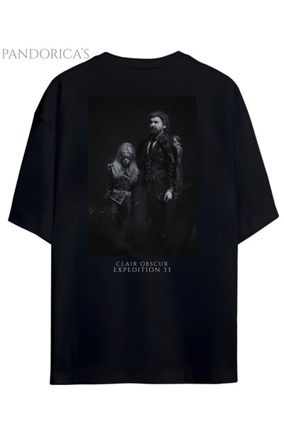 Pandorica's Expedition 33 Clair Obscure Sırt ve Göğüs Tasarım Baskılı Unisex Pamuklu T-shirt