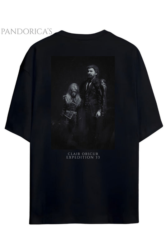 Pandorica's Expedition 33 Clair Obscure Sırt ve Göğüs Tasarım Baskılı Unisex Pamuklu T-shirt