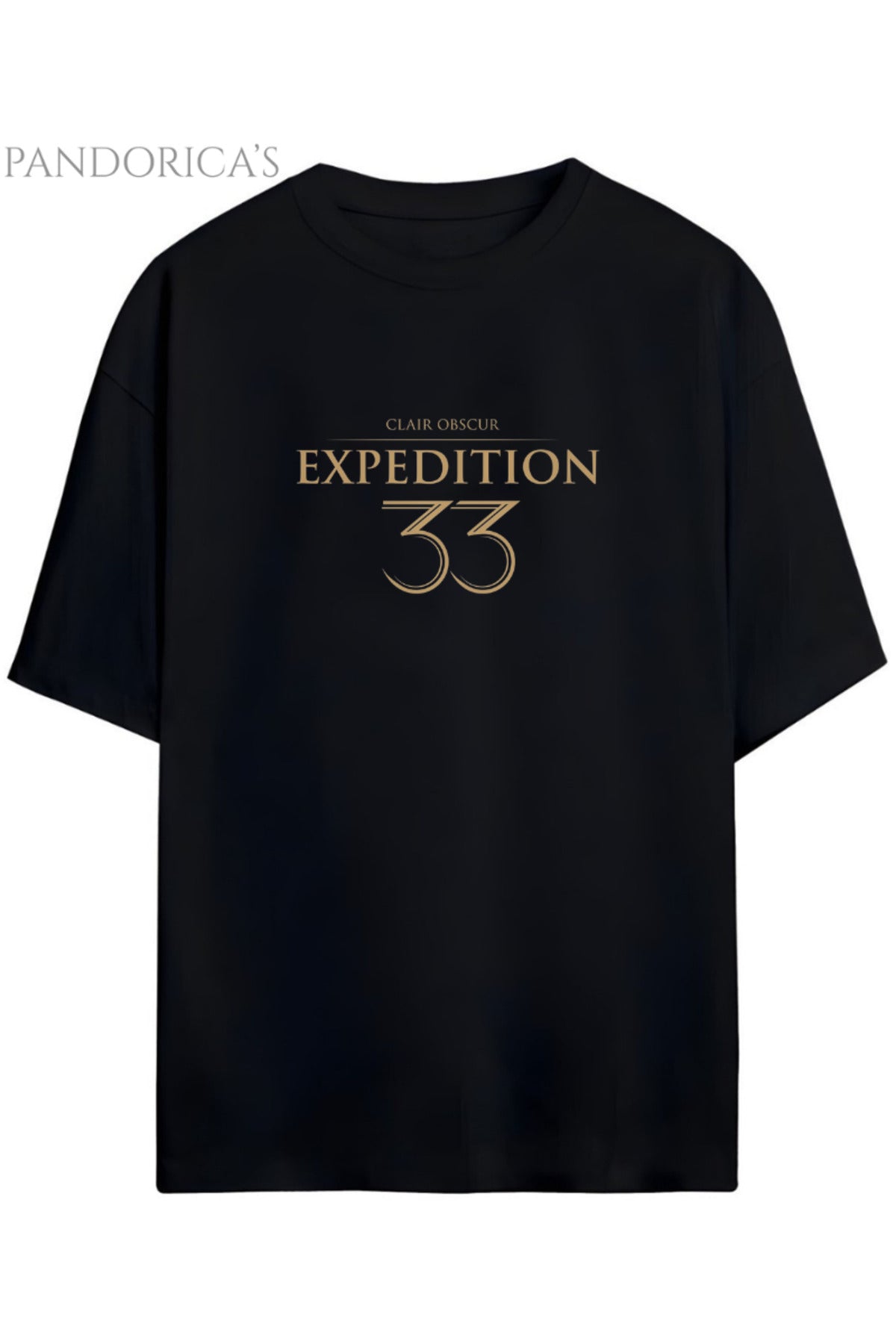 Siyah Pandorica's Expedition 33 Clair Obscure Sırt Ve Ön Tasarım Baskılı Unisex Pamuklu T-Shirt - 13