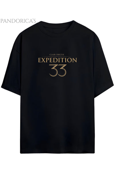 Pandorica's Expedition 33 Clair Obscure Sırt ve Ön Tasarım Baskılı Unisex Pamuklu T-shirt