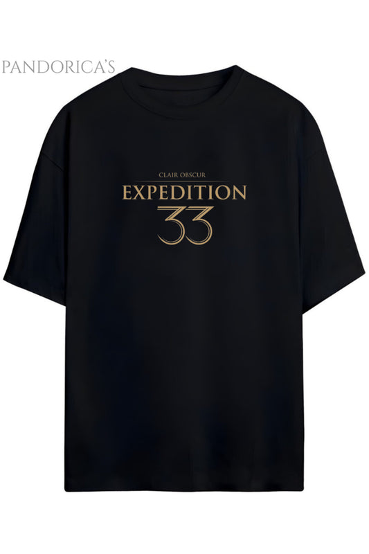 Pandorica's Expedition 33 Clair Obscure Sırt ve Ön Tasarım Baskılı Unisex Pamuklu T-shirt