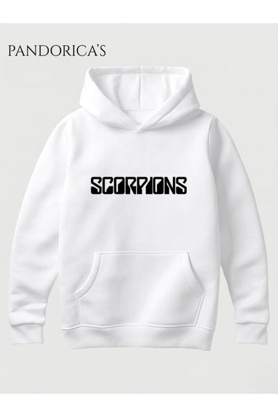 SCORPIONS Tasarımı Yazılı Baskılı Unisex Kapüşonlu Pamuklu Kanguru Cepli Sweatshirt Hoodie