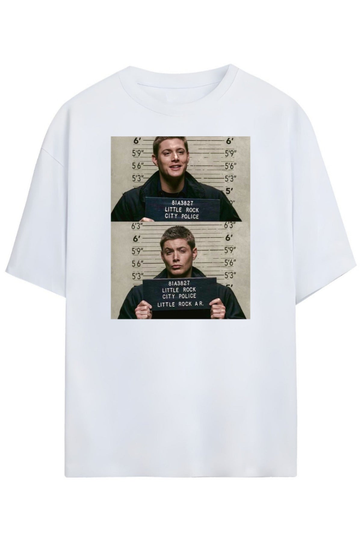 Beyaz Supernatural Tasarımı Unisex Pamuklu T-Shirt - 65