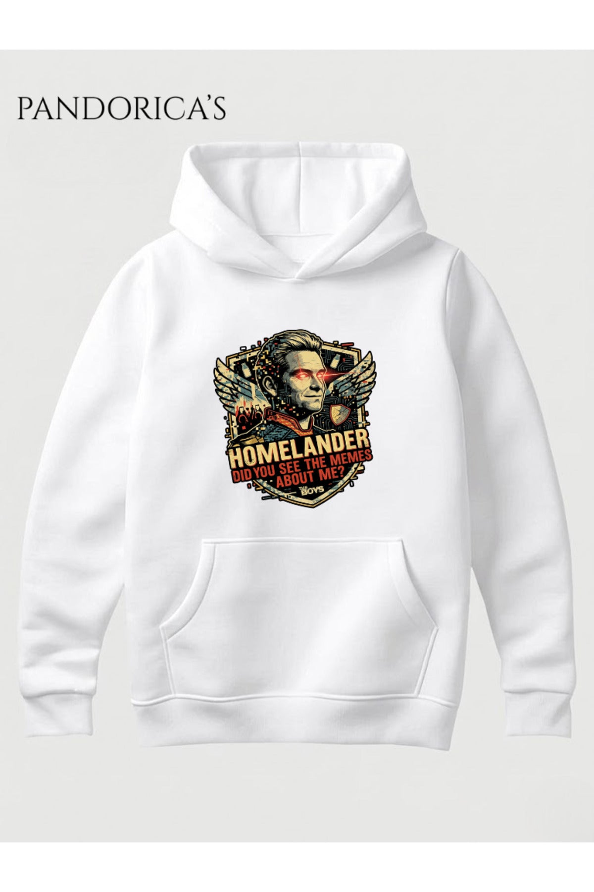 Beyaz The Boys Homelander Tasarımı "Did You See The Memes About Me?" Yazılı Baskılı Unisex Kapüşonlu Pamuklu Sweatshirt Hoodie - 222