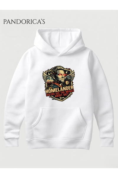 The Boys HOMELANDER Tasarımı "DID YOU SEE THE MEMES ABOUT ME?" Yazılı Baskılı Unisex Kapüşonlu Pamuklu Sweatshirt Hoodie