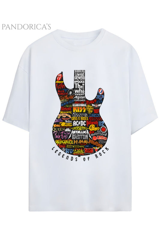 Pandorica's LEGENDS OF ROCK Tasarımı Unisex Pamuklu T-shirt