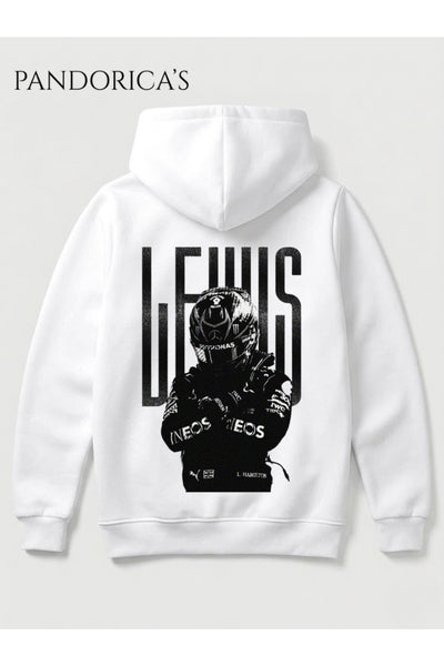 Lewis Hamilton 44 Tasarımı Sırt ve Göğüs Baskılı Unisex Kapüşonlu Pamuklu Sweatshirt (Hoodie)