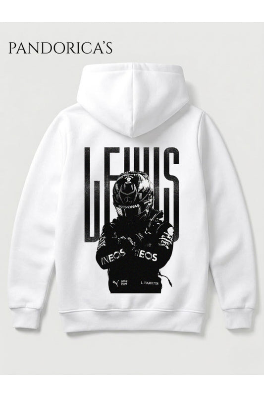 Lewis Hamilton 44 Tasarımı Sırt ve Göğüs Baskılı Unisex Kapüşonlu Pamuklu Sweatshirt (Hoodie)