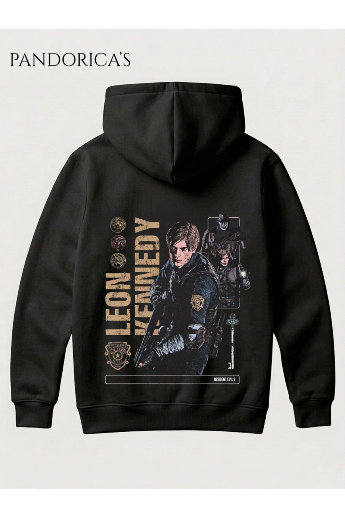 Resident Evil 2 Leon S. Kennedy Tasarımı Yazılı Baskılı Unisex Kapüşonlu Pamuklu Gamer Sweatshirt Hoodie