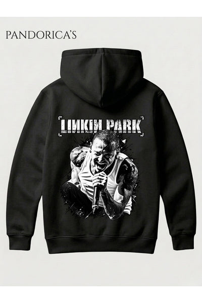 Linkin Park CHESTER BENNIGTON Tasarımı Yazılı SIRT Baskılı Unisex Kapüşonlu Pamuklu Sweatshirt Hoodie
