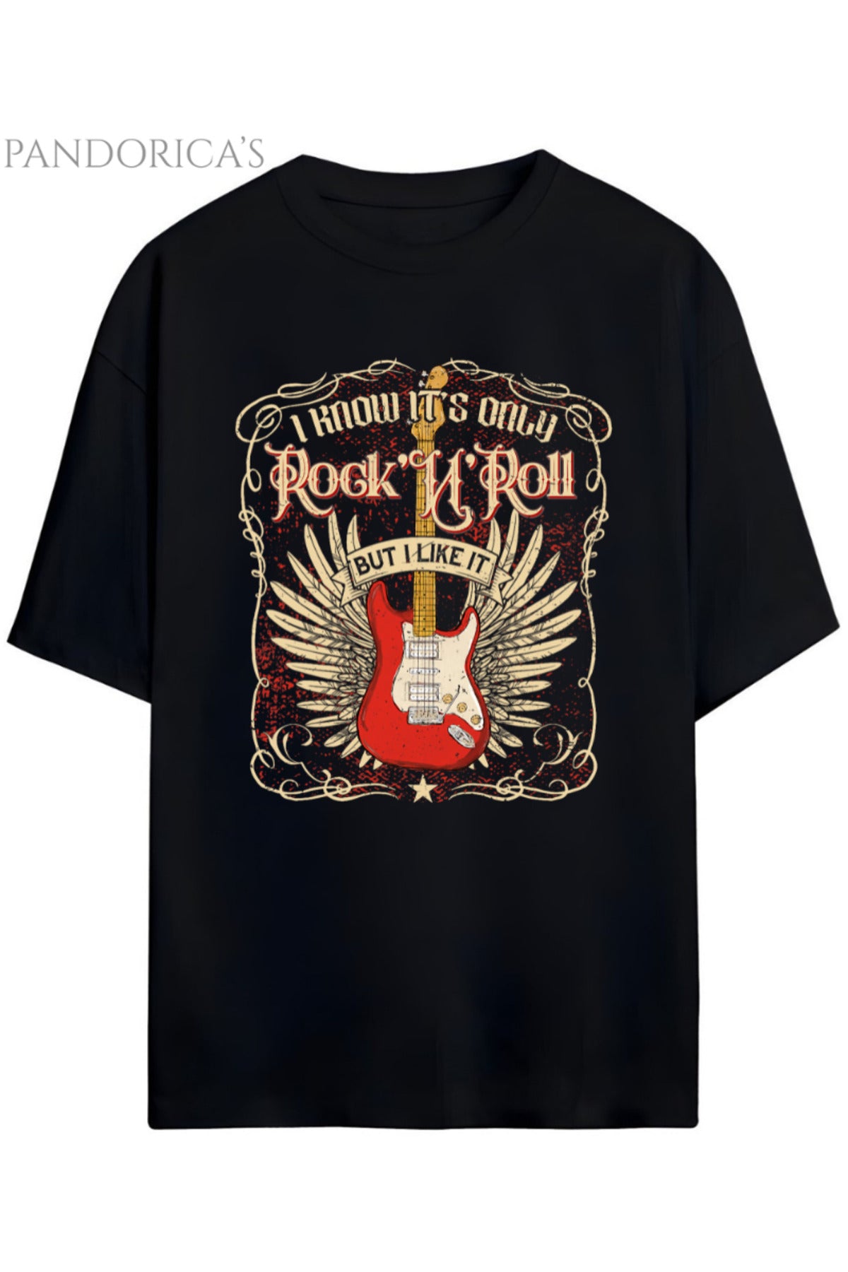 Siyahsiyah Pandorica's Rock Tasarım Serisi Yazılı Baskılı Unisex Relaxed Kalıp Pamuklu T-Shirt - 137