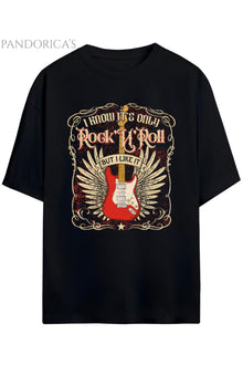Pandorica's ROCK TASARIM SERİSİ Yazılı Baskılı Unisex Relaxed Kalıp Pamuklu T-shirt