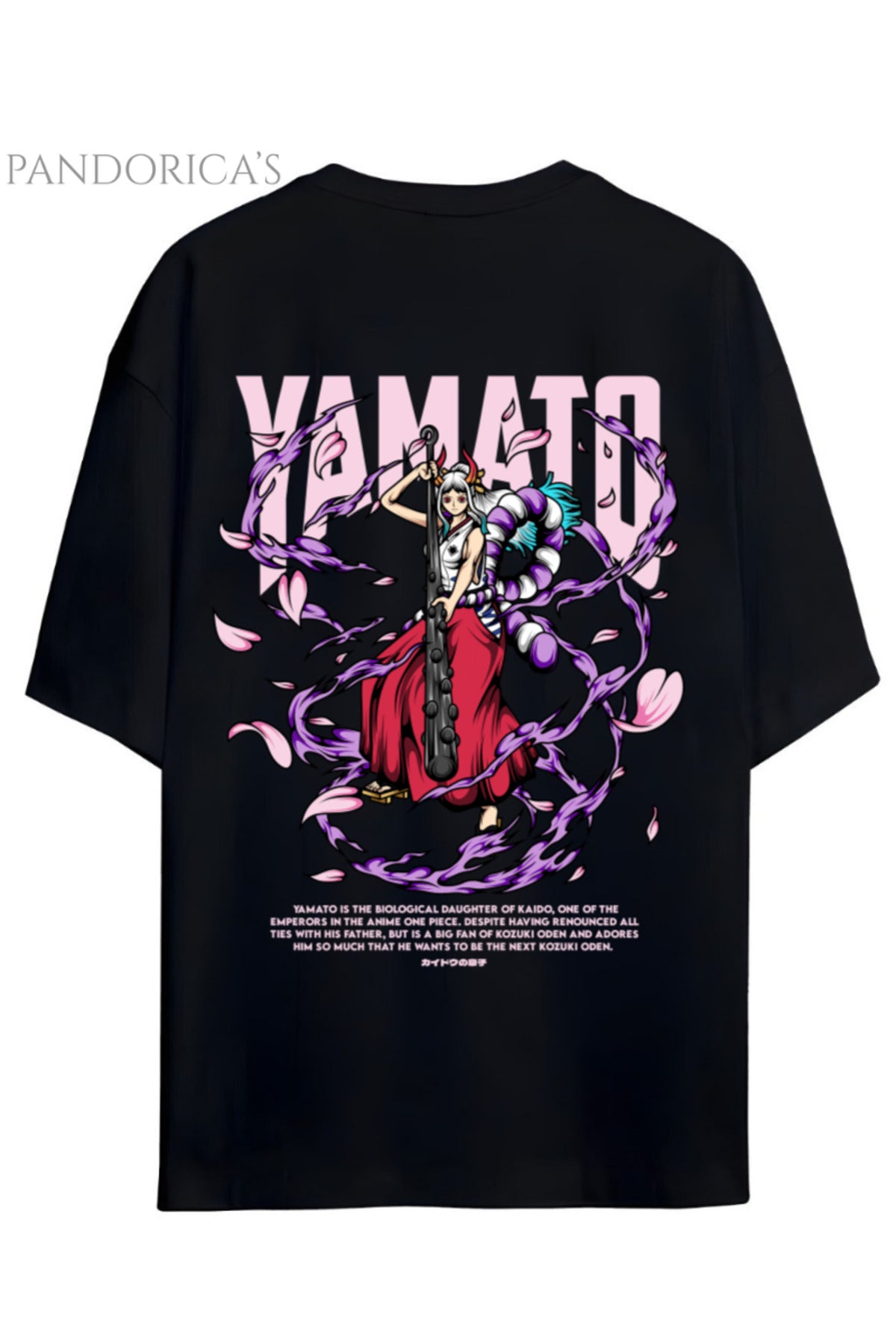 One Piece Özel Tasarım Serisi "Yamato" Sırt Baskılı Yazılı Unisex Pamuklu Tişört