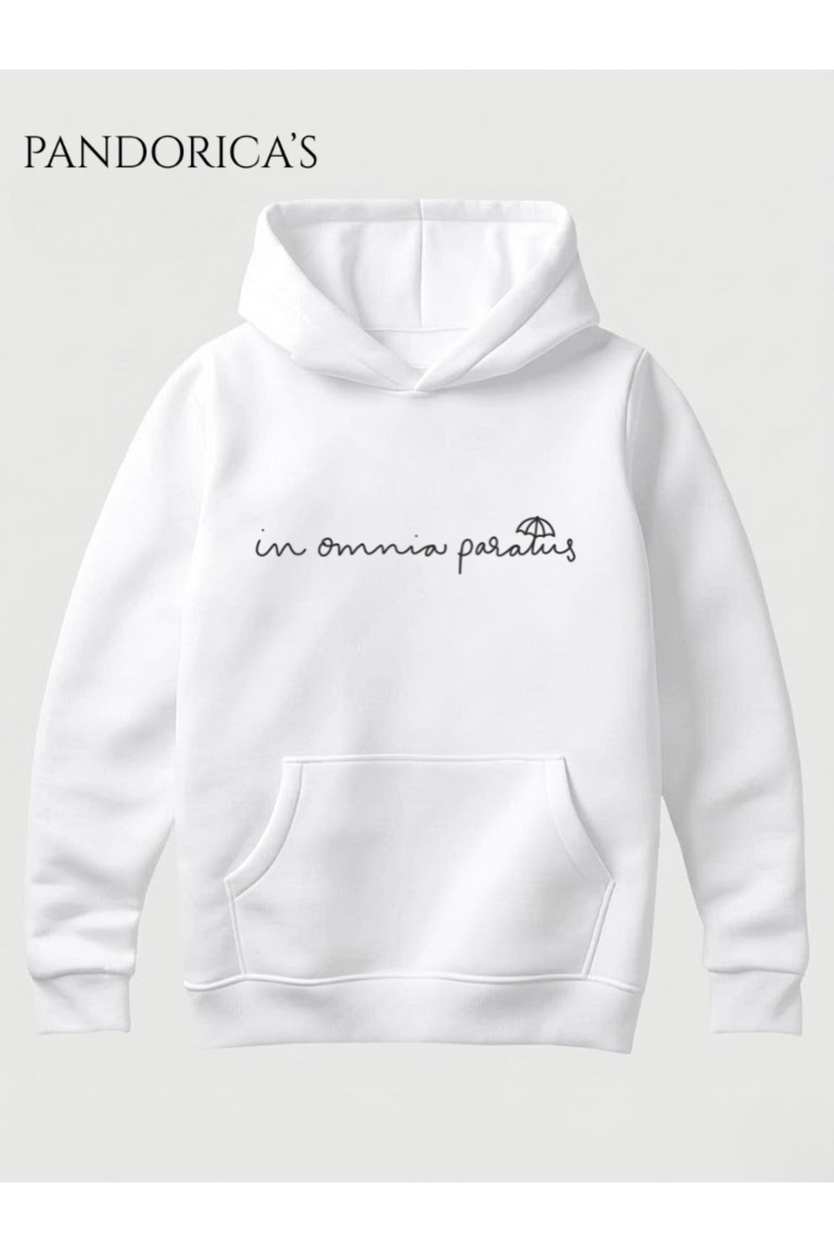Gilmore Girls Rory&jack İkonik Replik "In Omnia Paratus" Yazılı Şemsiye Baskılı Unisex Kapüşonlu Pamuklu Sweatshirt Hoodie